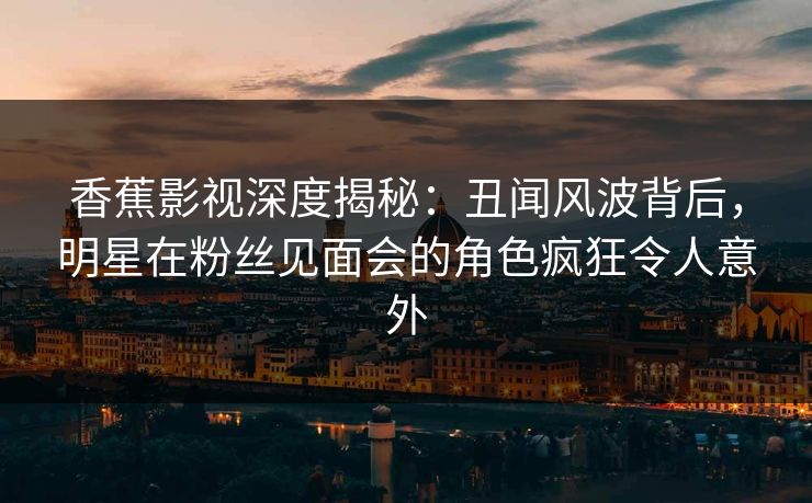 香蕉影视深度揭秘：丑闻风波背后，明星在粉丝见面会的角色疯狂令人意外