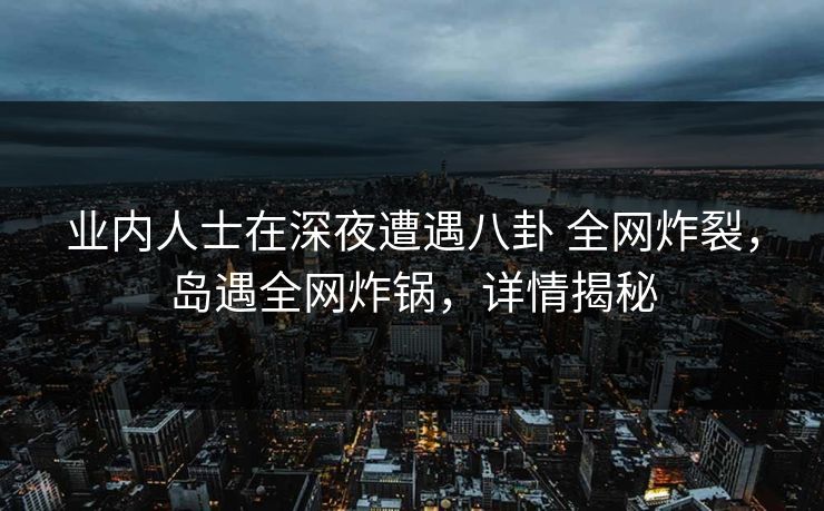 业内人士在深夜遭遇八卦 全网炸裂,岛遇全网炸锅,详情揭秘 业内人士在深夜遭遇八卦 全网炸裂,岛遇全网炸锅,详情揭秘