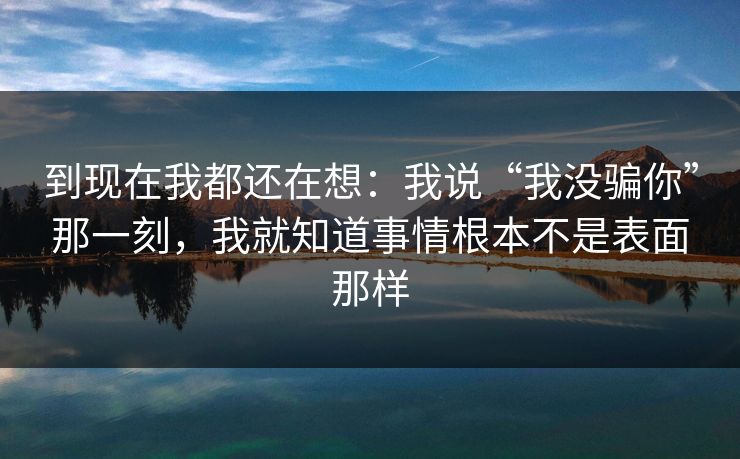 到现在我都还在想：我说“我没骗你”那一刻，我就知道事情根本不是表面那样