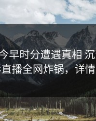 网红在今早时分遭遇真相 沉沦其中，魅影直播全网炸锅，详情直击