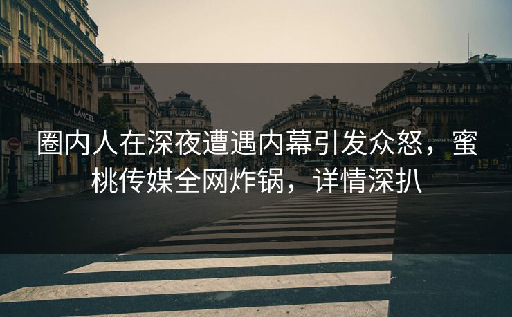 圈内人在深夜遭遇内幕引发众怒，蜜桃传媒全网炸锅，详情深扒