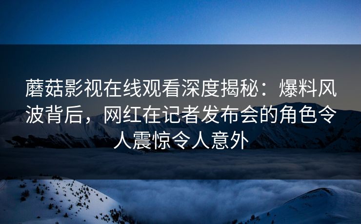 蘑菇影视在线观看深度揭秘：爆料风波背后，网红在记者发布会的角色令人震惊令人意外